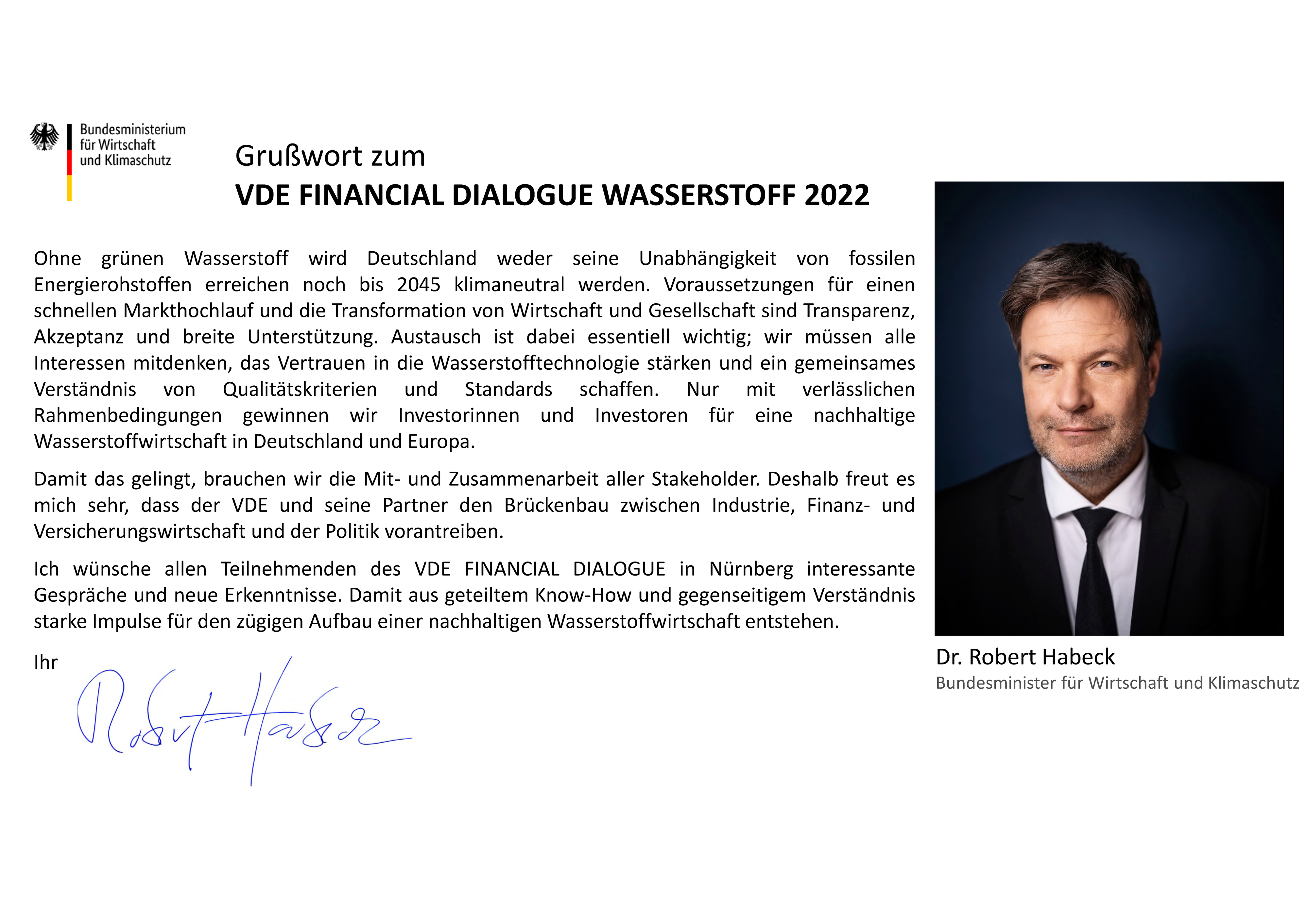 Dr. Habeck Grusswort