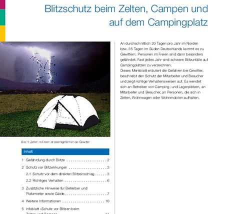 Blitzschutz beim Zelten, Campen und auf dem Campingplatz - VDE